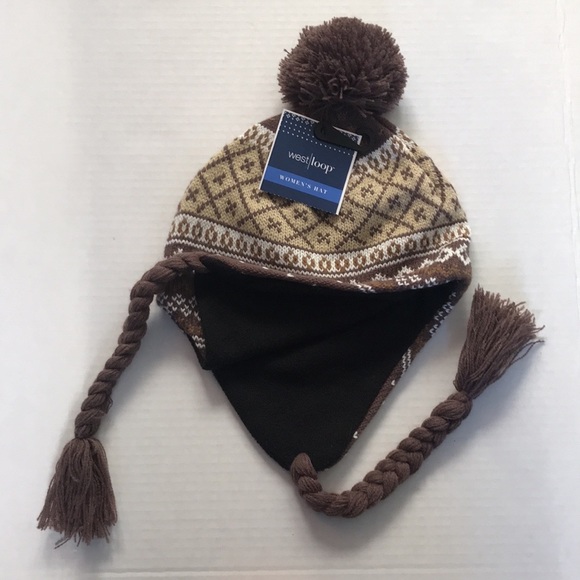 west loop Women’s Fleece Lined Pom Pom Knit Hat - Picture 2 of 5